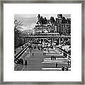 Rideau Canal Is Open For Skating Bw Framed Print