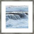 Rocky Seashore With Wavy Ocean And Waves Crashing On The Rocks Framed Print