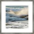 Rocky Seashore, Wavy Ocean And Wind Waves Crashing On The Rocks Framed Print