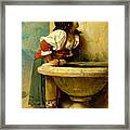 Roman Girl At A Fountain Framed Print