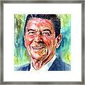 Ronald Reagan Watercolor Framed Print