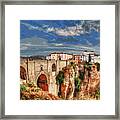 Ronda, A View Of The Famous Puente Nuevo Framed Print