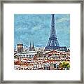 Rooftops In Paris And The Eiffel Tower Framed Print