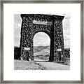 Roosevelt Arch 1903 Gate Old Time Dirt Road Yellowstone National Park Black And White Framed Print
