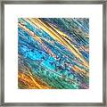 Rose Gold And Teal Blue Abstract Painting Framed Print