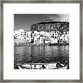 Rowboat Along An Idyllic Sicilian Village. Framed Print