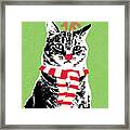 Rudolph The Red Nosed Cat- Art By Linda Woods Framed Print Rudolph The Red Nosed Cat- Art By Linda Woods Framed Print