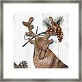 Rustic Winter Deer Framed Print