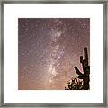 Saguaro Cactus And Milky Way Framed Print