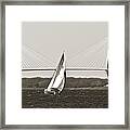 Sailboat Sailing Cooper River Bridge Charleston Sc Framed Print