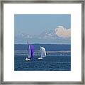 Sailboats And Mt. Baker Bo1090 Framed Print