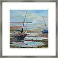 Sailboats At Low Tide Near Nelson, New Zealand Framed Print