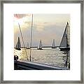 Sails In The Sunset Framed Print