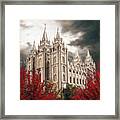 Salt Lake Temple - A Light In The Storm - Cropped Framed Print