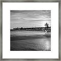 San Clemente Pier Sunset Black And White Photography Framed Print