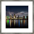 San Diego Skyline At Night Framed Print