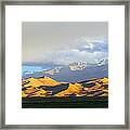 Sand Dunes In A Desert With A Mountain Framed Print