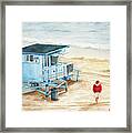 Santa Is On The Beach Framed Print