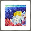 Santorini Oia Colors Modern Impressionist Impasto Palette Knife Oil Painting By Ana Maria Edulescu Framed Print
