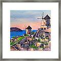 Santorini Windmills Framed Print