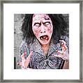 Scary Screaming Zombie Woman Framed Print