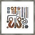 Screws, Nut Bolts, Nails And Hooks Framed Print