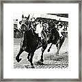 Seabiscuit And George Woolf Lead War Admiral And Jockey Charles Kursinger In The First Turn, Pimlico Framed Print