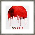 Seattle Skyline Red Framed Print