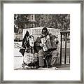 Sepia Male Playing Accordion Paris Framed Print