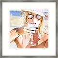 Sexy Woman With Cocktail Framed Print