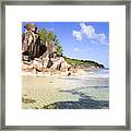 Seychelles Rocks Framed Print