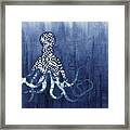 Shibori Blue 2 - Patterned Octopus Over Indigo Ombre Wash Framed Print