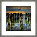 Shore Pilings At Sunset By Fayette State Park Framed Print