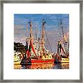 Shrimp Boats Shem Creek In Mt. Pleasant  South Carolina Sunset Framed Print