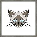 Siamese Cat Face With Blue Eyes Light Framed Print