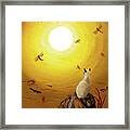 Siamese Cat With Red Dragonflies Framed Print