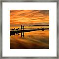 Silhouette And Amazing Sunset In Thassos Framed Print