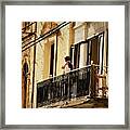 Sipping Tea On The Balcony In Beirut Framed Print
