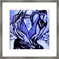 Sketch Of Statue In Blue Framed Print