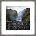 Skogafoss Waterfall In Iceland Framed Print