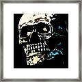 Skull Against A Dark Background Framed Print