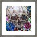 Skull With Flowers And Ribbon Framed Print