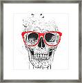 Skull With Red Glasses Framed Print