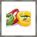 Sliced Colorful Peppers Framed Print