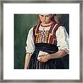 Slovak Girl In Costume, Jozef Hanula, Ca 1910 Framed Print