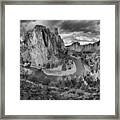 Smith Rock Black And White Panorama Framed Print