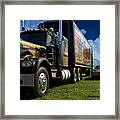 Smokey And The Bandit Tribute 1973 Kenworth W900 Black And Gold Semi Truck And The Bandit Transam Framed Print