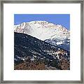 Snow Capped Pikes Peak In Winter Framed Print