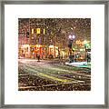 Snowfall In Harvard Square Cambridge Ma 2 Framed Print