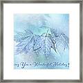 Snowy Baby Leaves Winter Holiday Card Framed Print
